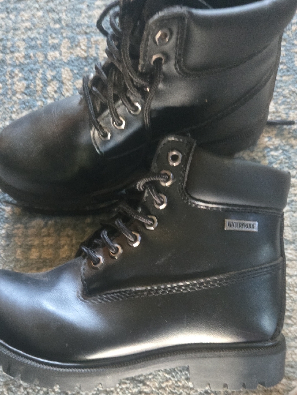 Black Waterproof Lace-Up Work Boots